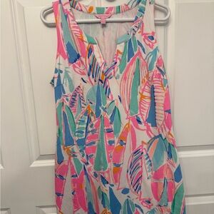 Colorful Sleeveless Leaf Print Dress